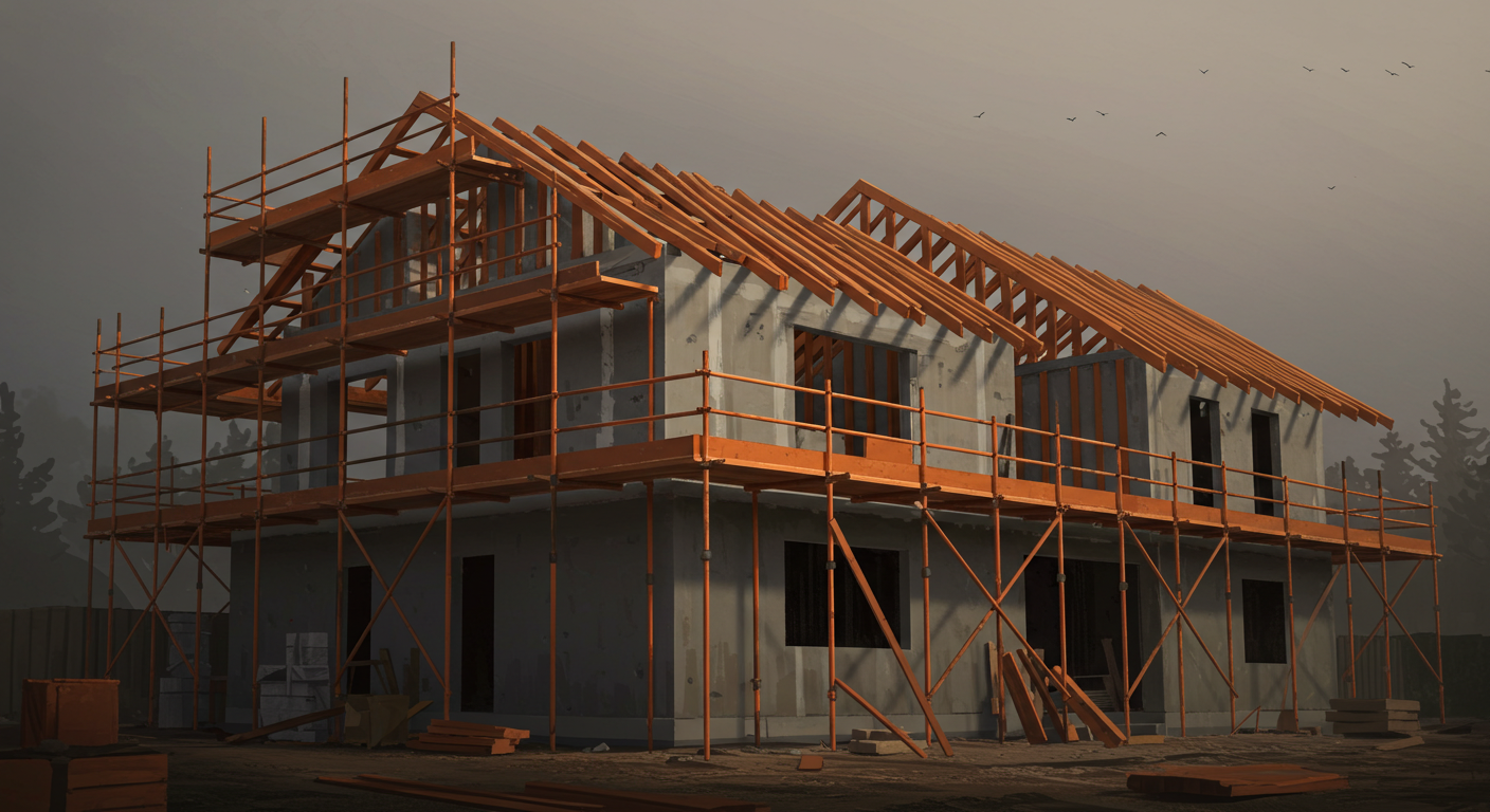 Vista exterior de proyecto de vivienda unifamiliar completado.